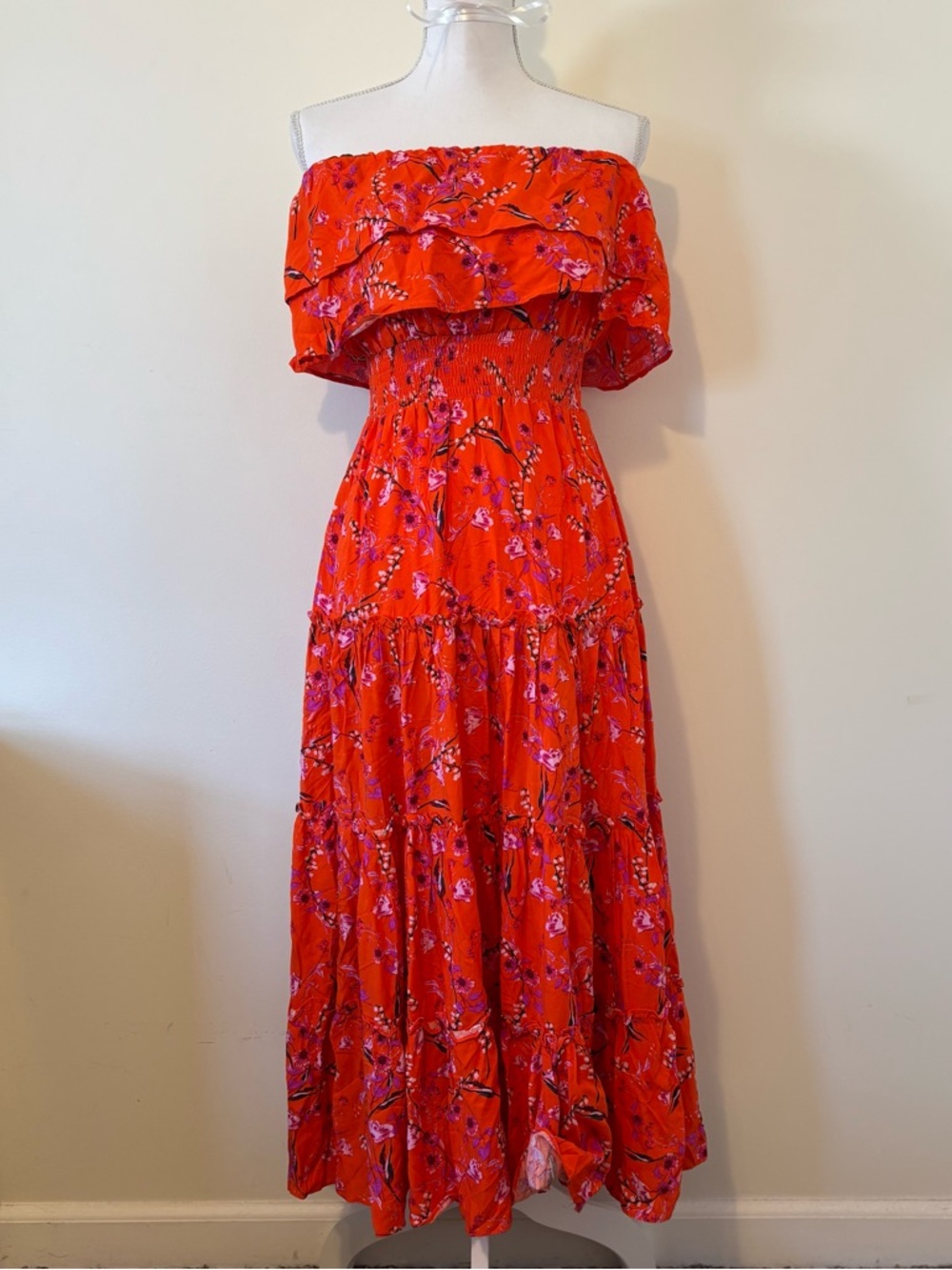 1 State Strapless Tiered Dress